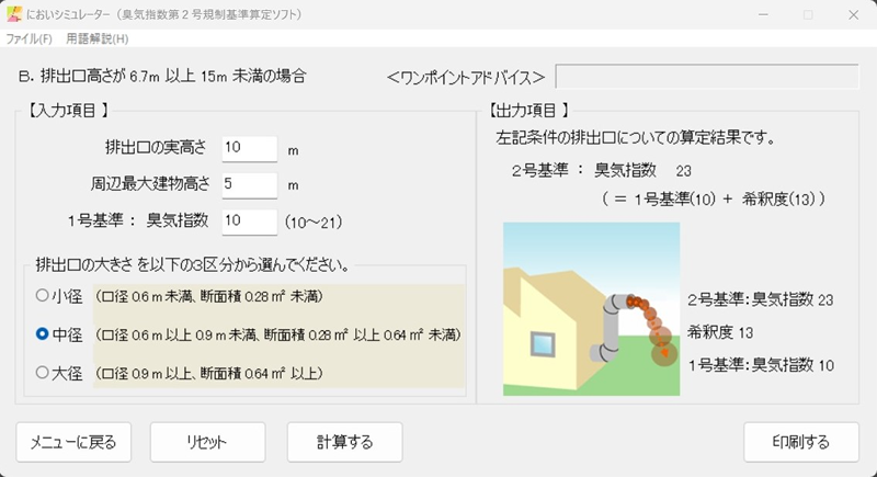 排出口高さ＜15mの場合